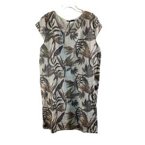 LUNGO L’ARNO Women’s Tropical Print Linen Dress / Size: 2X